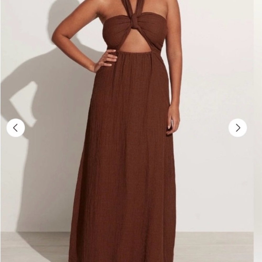 Faithfull the Brand Brown Cut Out Halter Maxi Dress